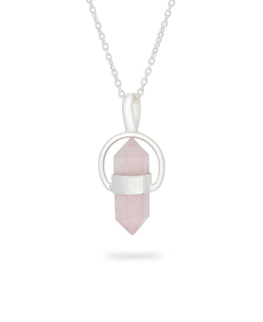 Sterling Silver Rose Quartz Point Necklace