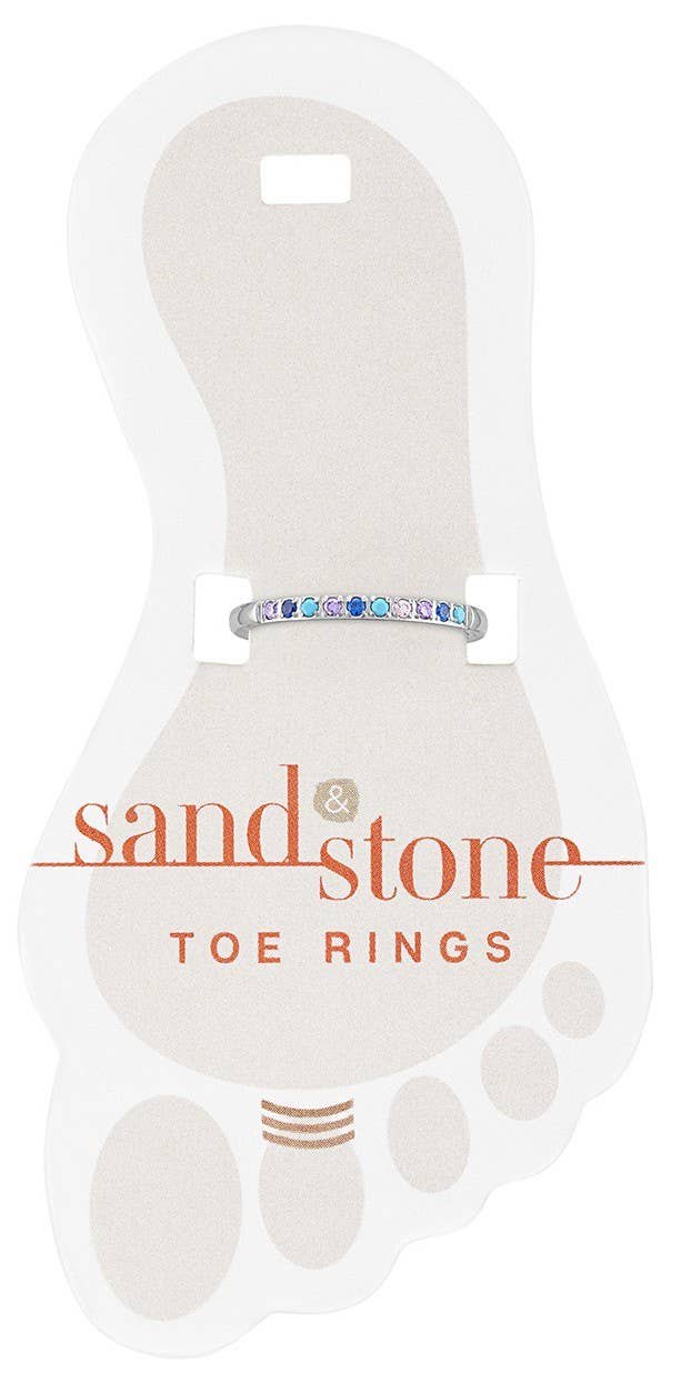 Sand & Stone: Silver Thin Multi Blue Toe Ring