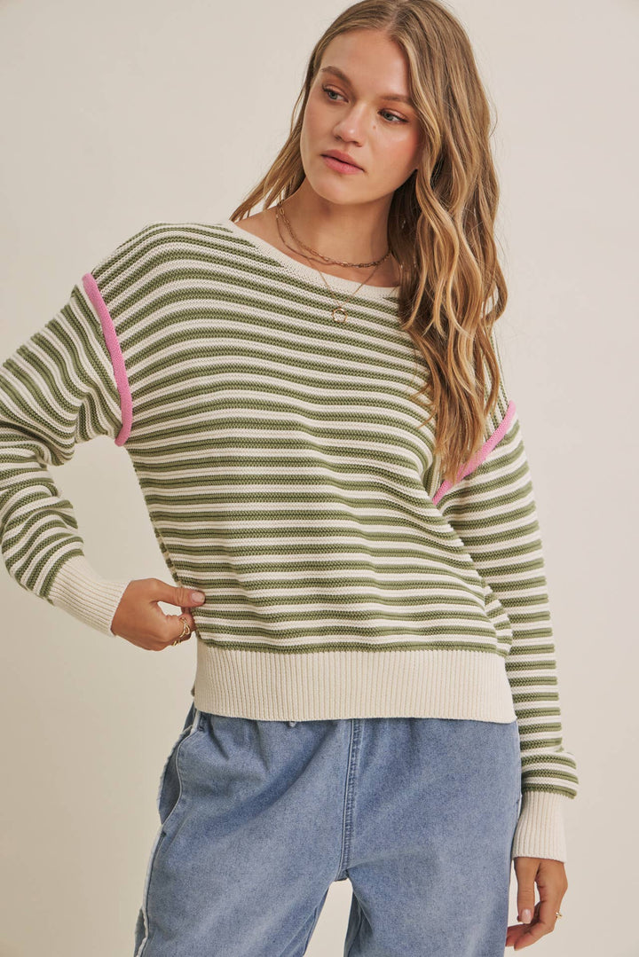 The Harper Contrast Stripe Cotton Sweater