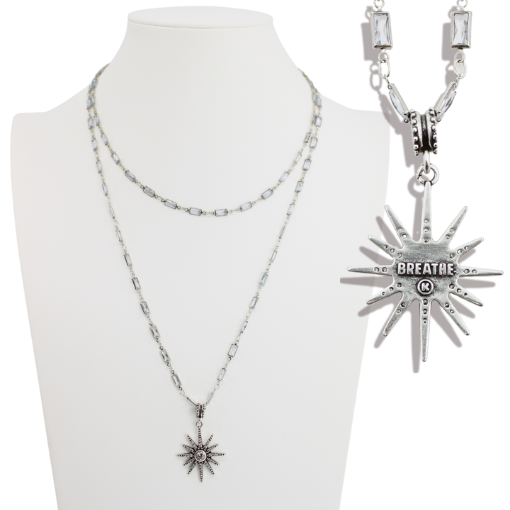 Breathe Crystal Starburst Station Chain Necklace