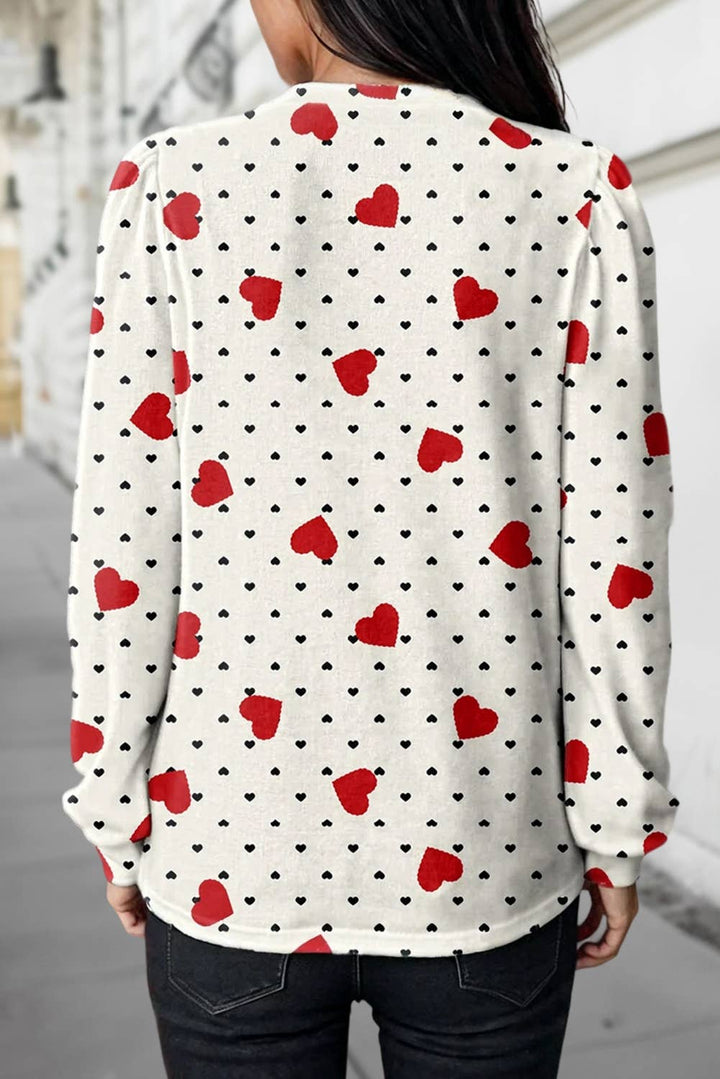 Heart Pattern Long Sleeve Top