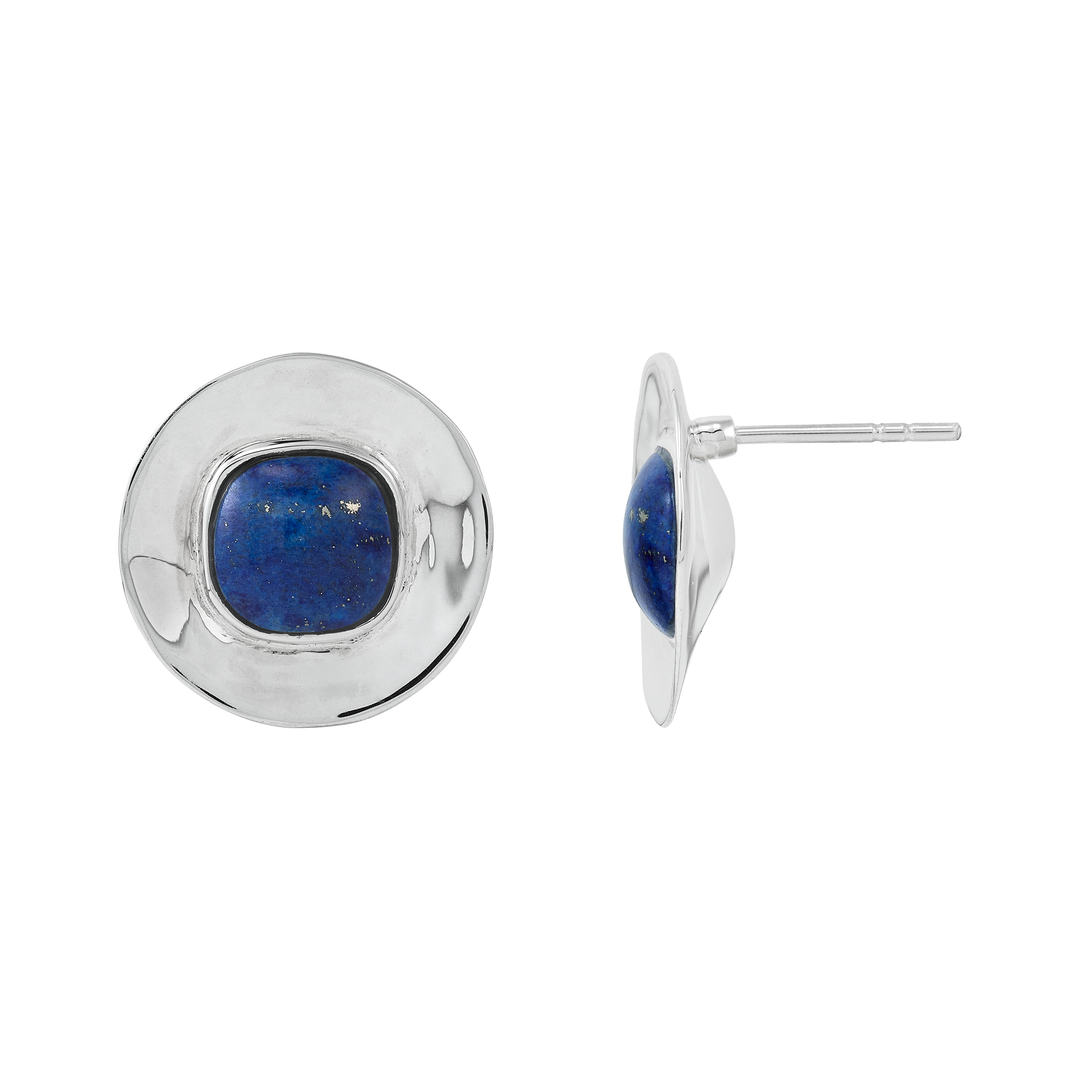 'Feeling Cool' Sterling Silver Lapis Stud Earrings