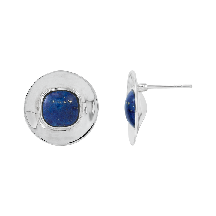 'Feeling Cool' Sterling Silver Lapis Stud Earrings
