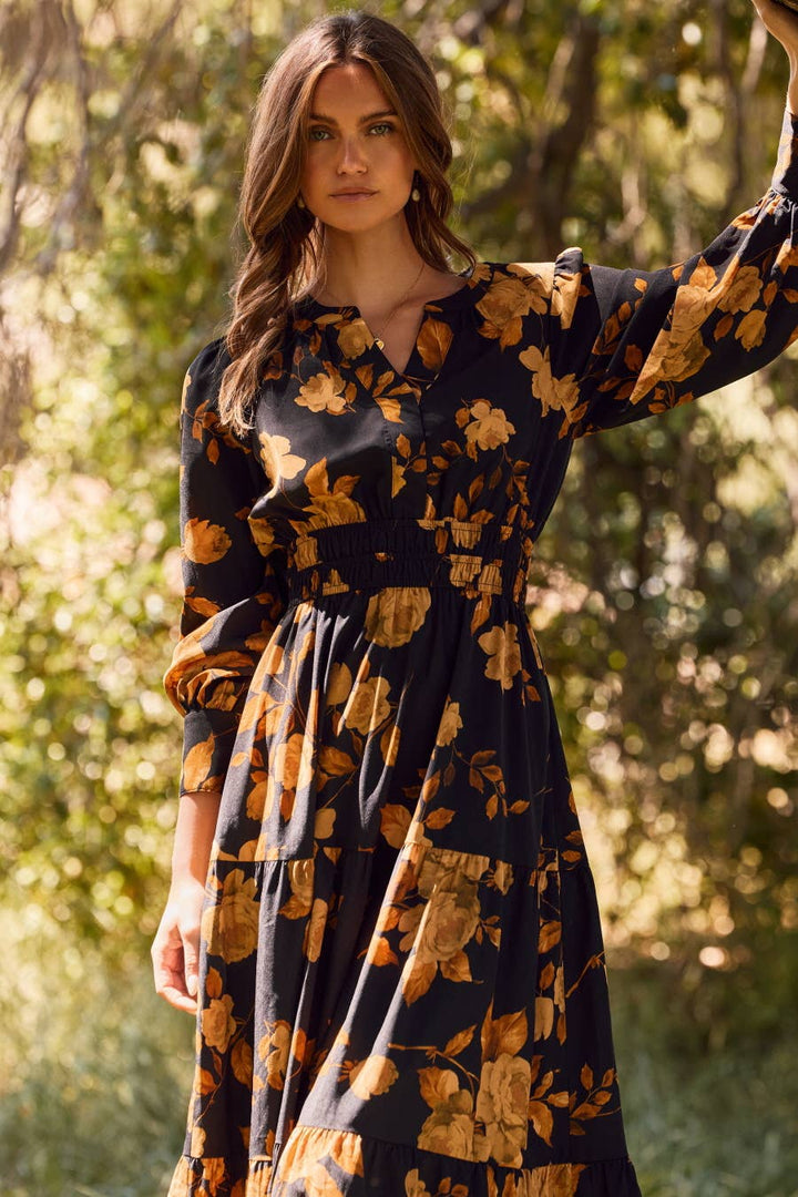 Autumn Bloom Maxi Dress – Effortless Boho Elegance