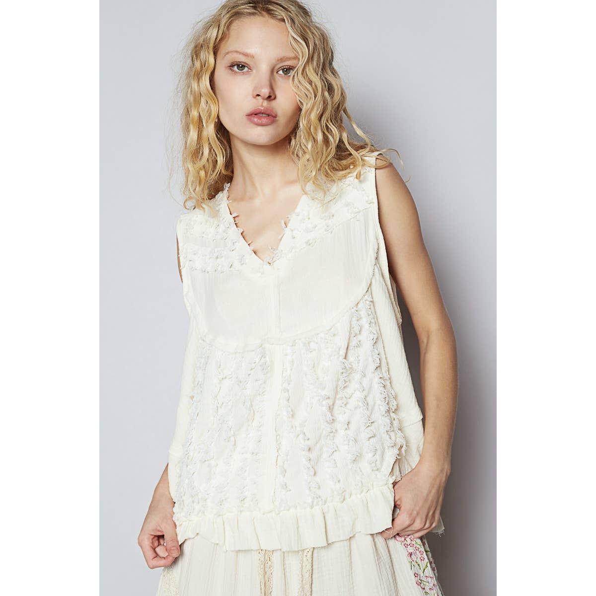 Sleeveless Textured Woven Top