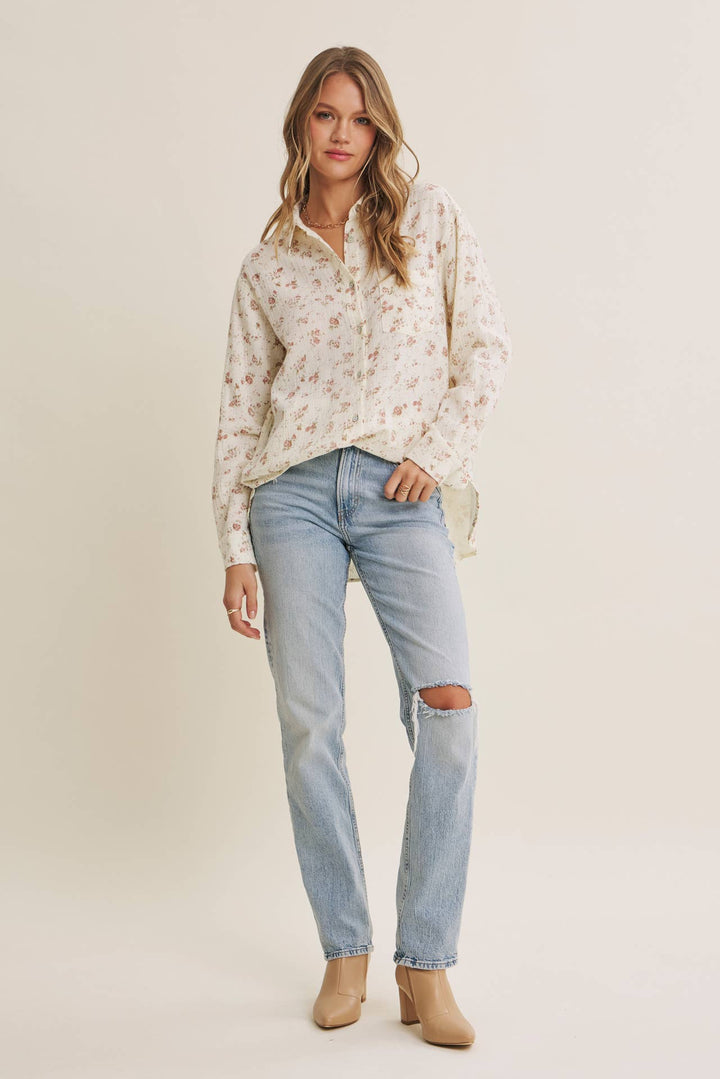 Floral Cotton Gauze Button-Up – Effortless Everyday Style