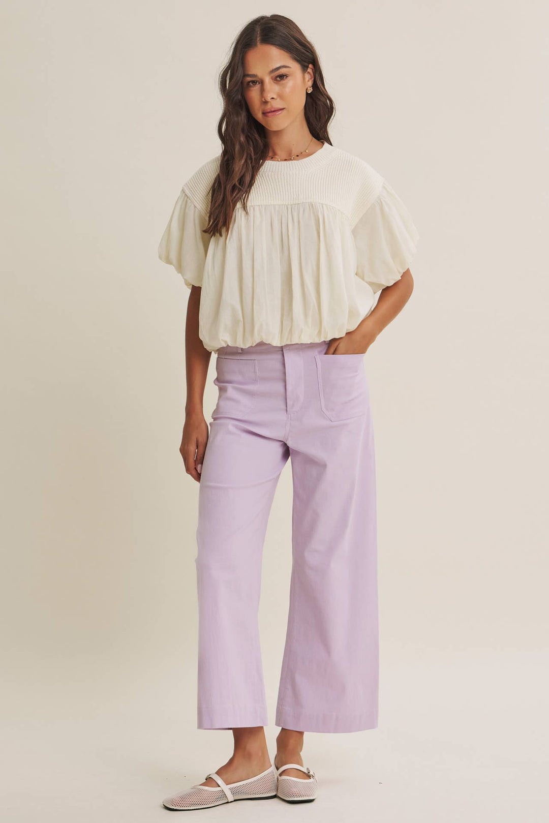 High Waisted Wide Leg Crop Pants | Linen Blend