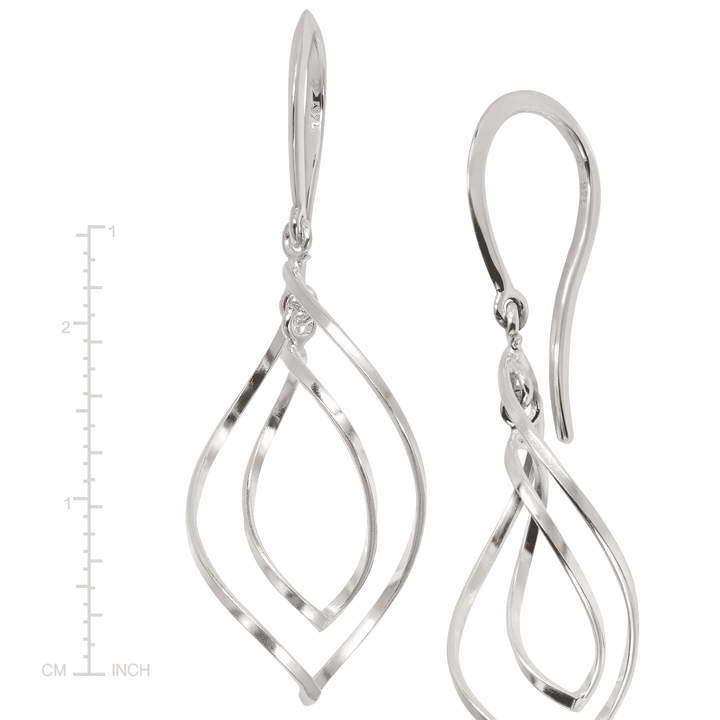 'Water Drop' Twisted Drop Earrings in  Silver