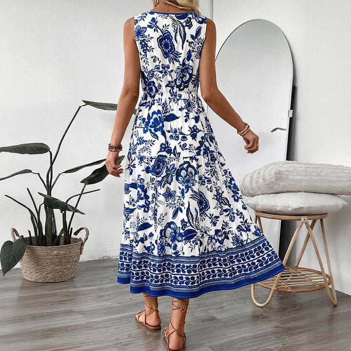 Blue & White Floral Maxi Dress