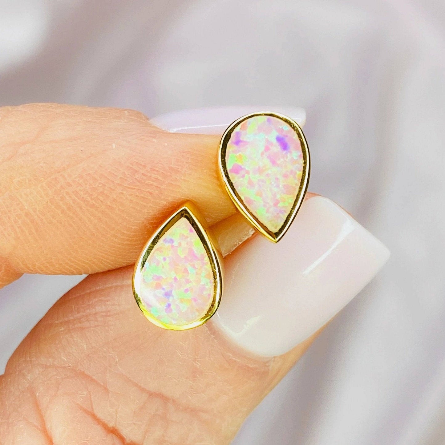 Pink Opal "Drop of Rosé" Stud Earrings