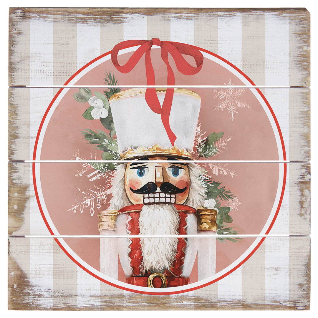 Nutcracker Circle Stripes Christmas Pallet Sign