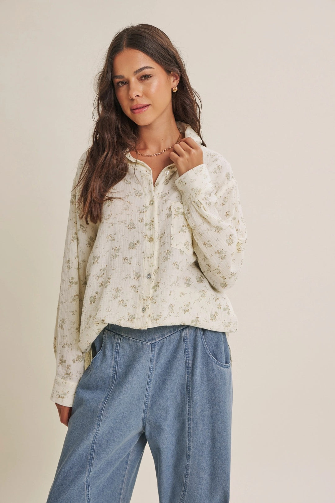 The Lillian Floral Cotton Gauze Button-Up