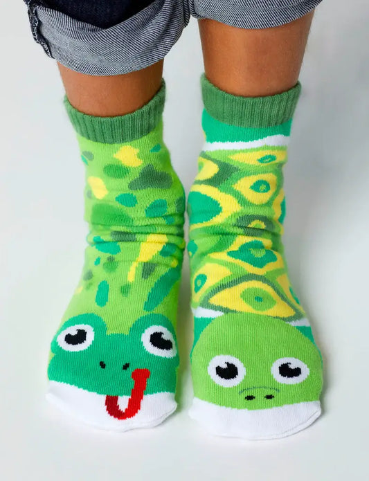 Frog & Turtle Mismatched Non-Slip Kids Socks