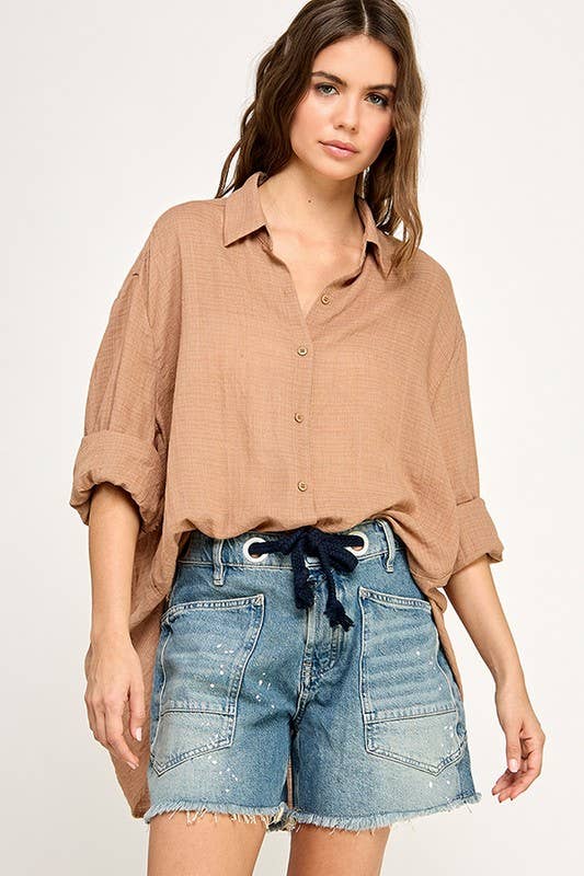 WASHED SUPER SOFT SEE THROUGH BUTTON DOWN SHIRTS