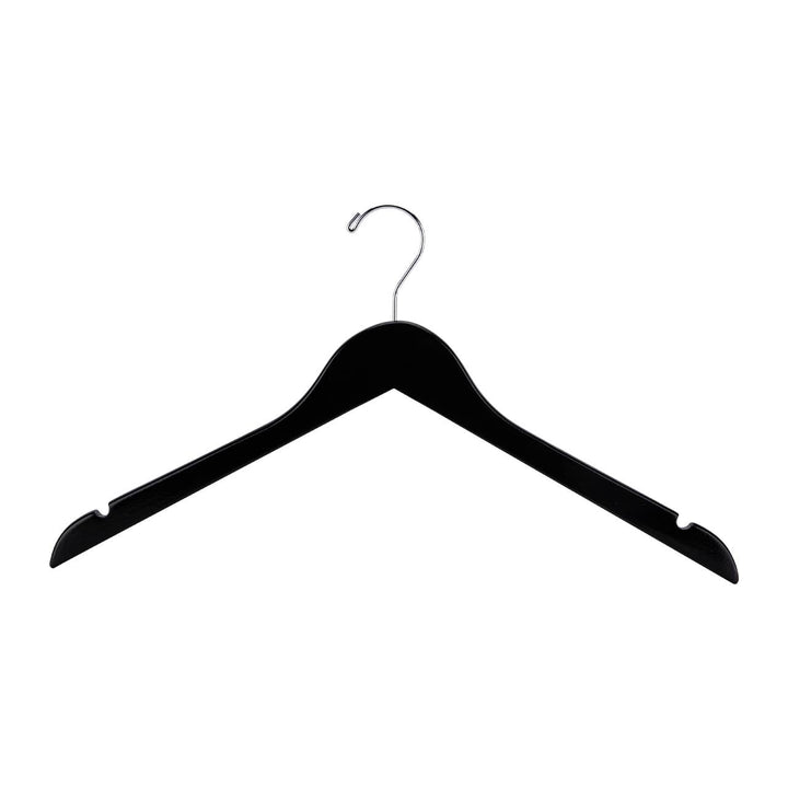 17" Black Wood Dress Hangers - Case of 50