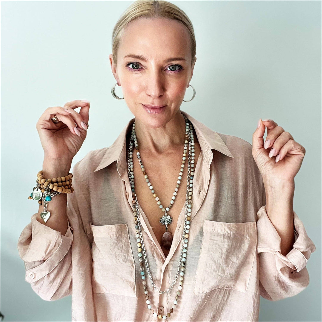 Have Faith Lotus Amazonite & Peach Quartz Necklace