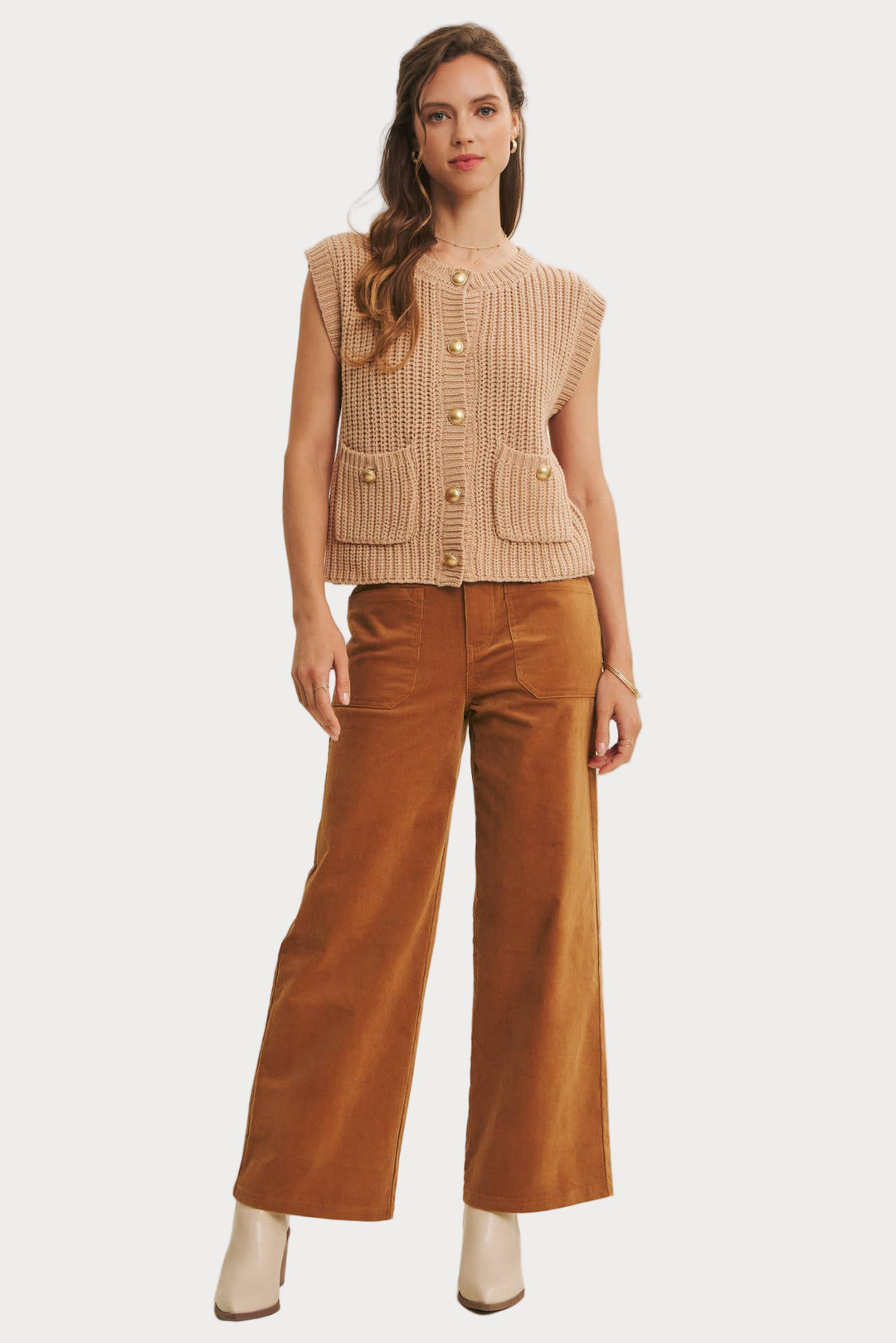 Wide Leg Corduroy Pants | High Waisted Retro Style