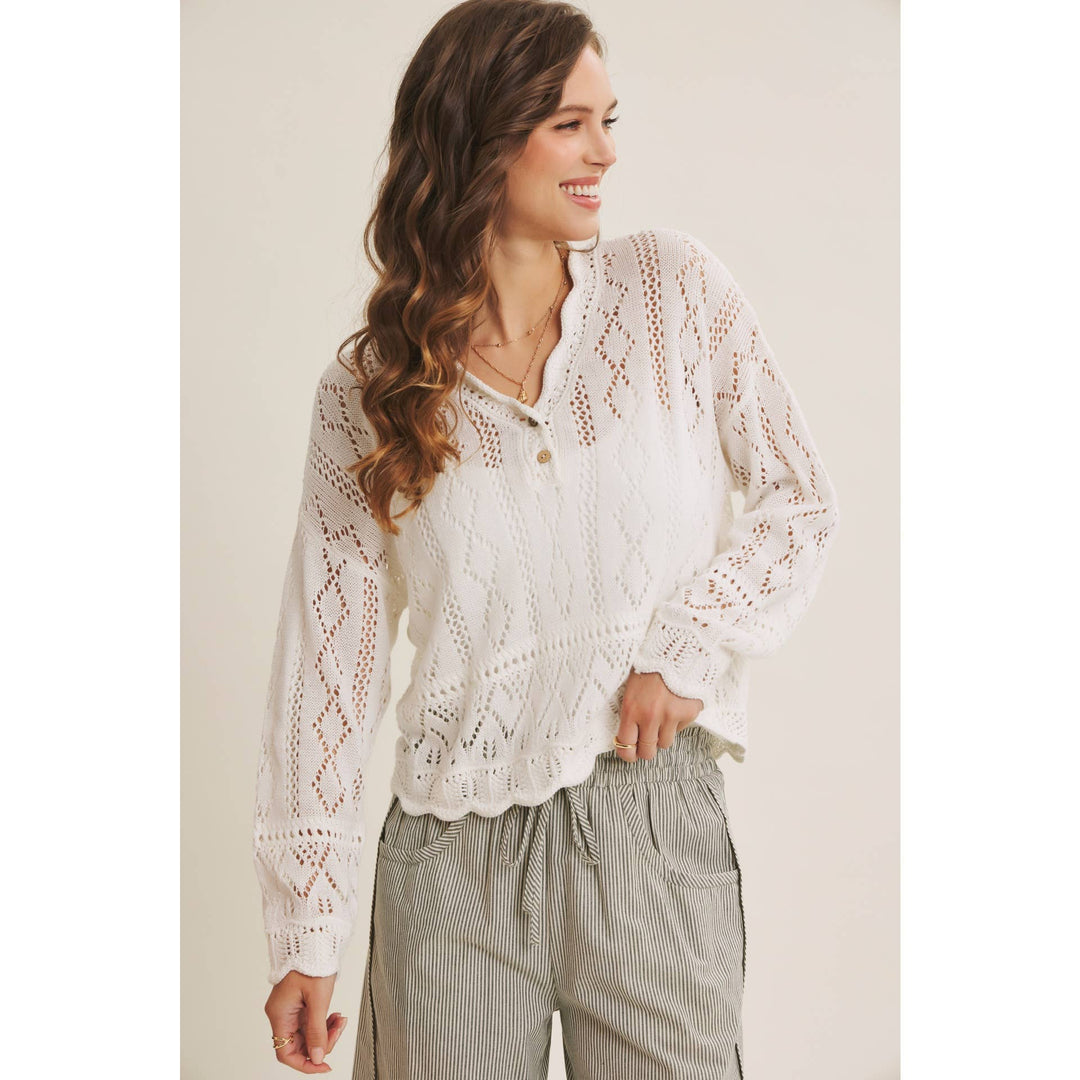 Open-Knit Crochet Knit Top