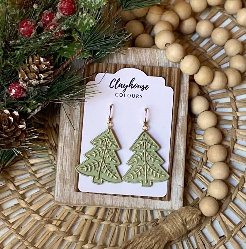 Christmas Tree Clay Earrings