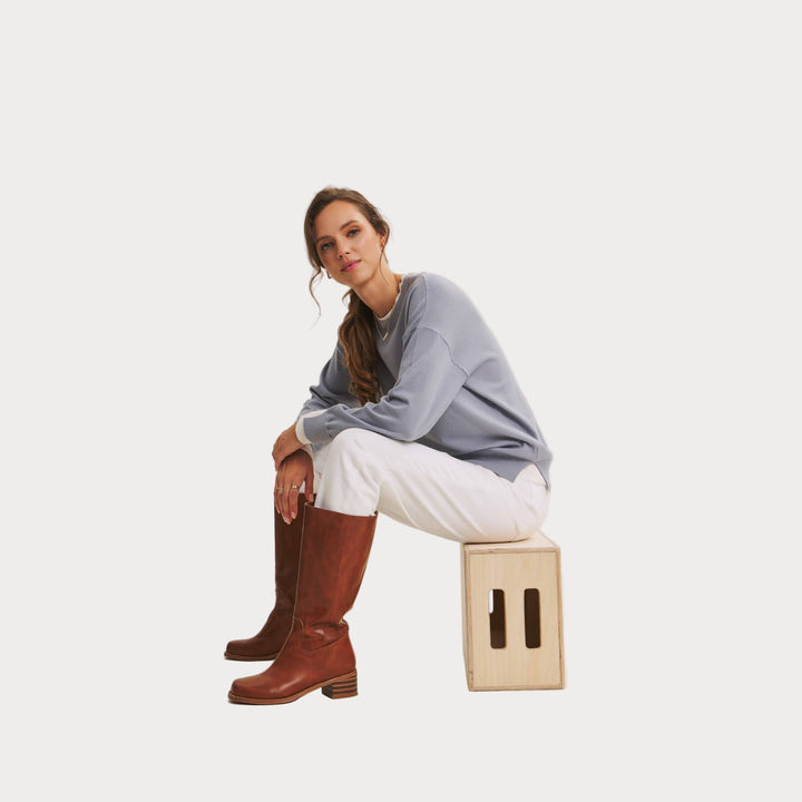Lightweight Two-Tone Sweater | Soft Viscose Layered-Look Knit