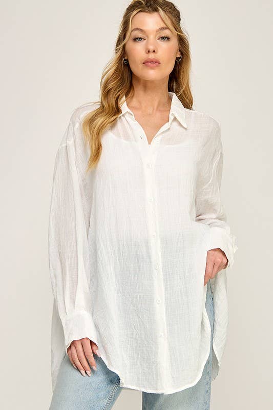 WASHED SUPER SOFT SEE THROUGH BUTTON DOWN SHIRTS