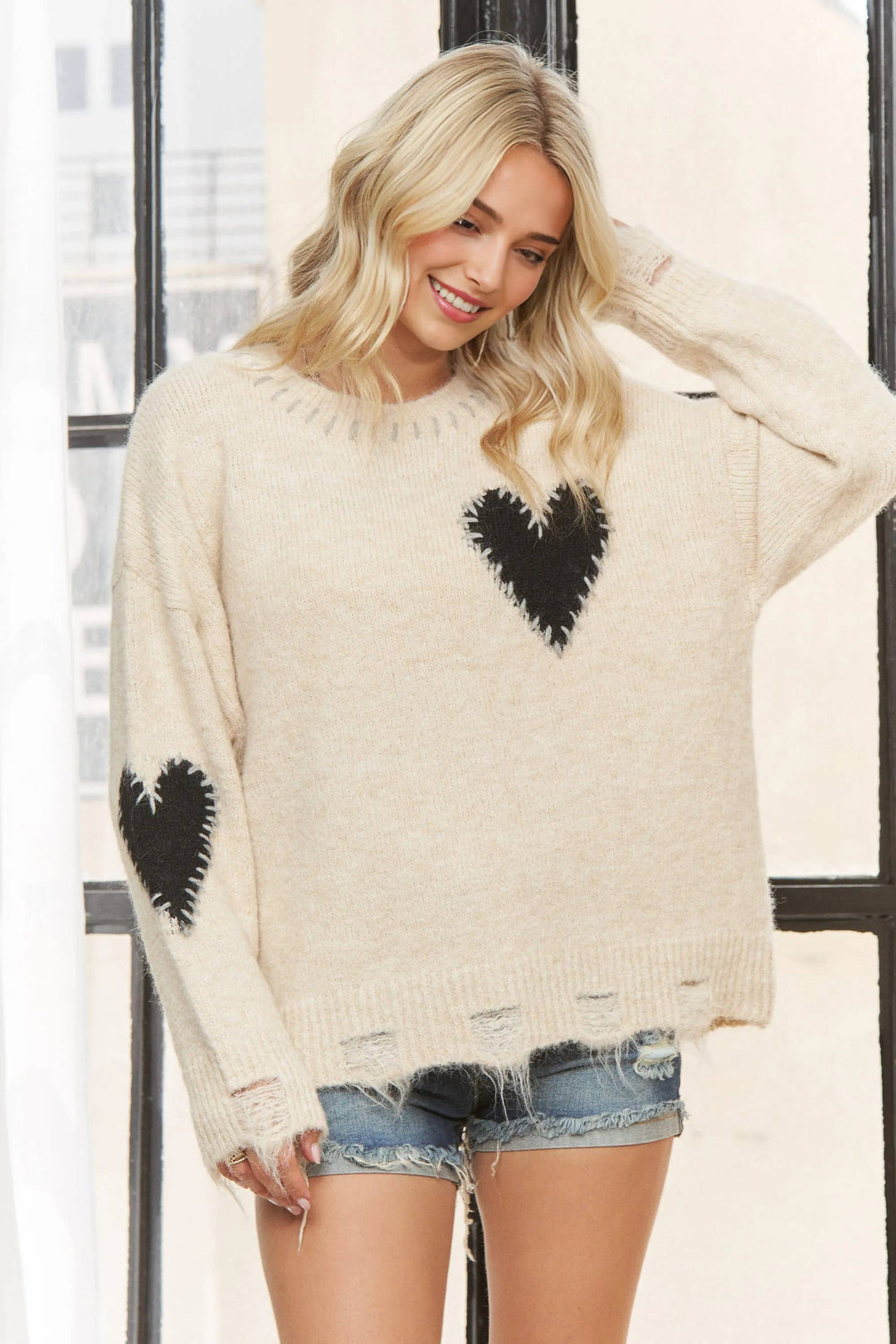 Heart Patch Knit Sweater