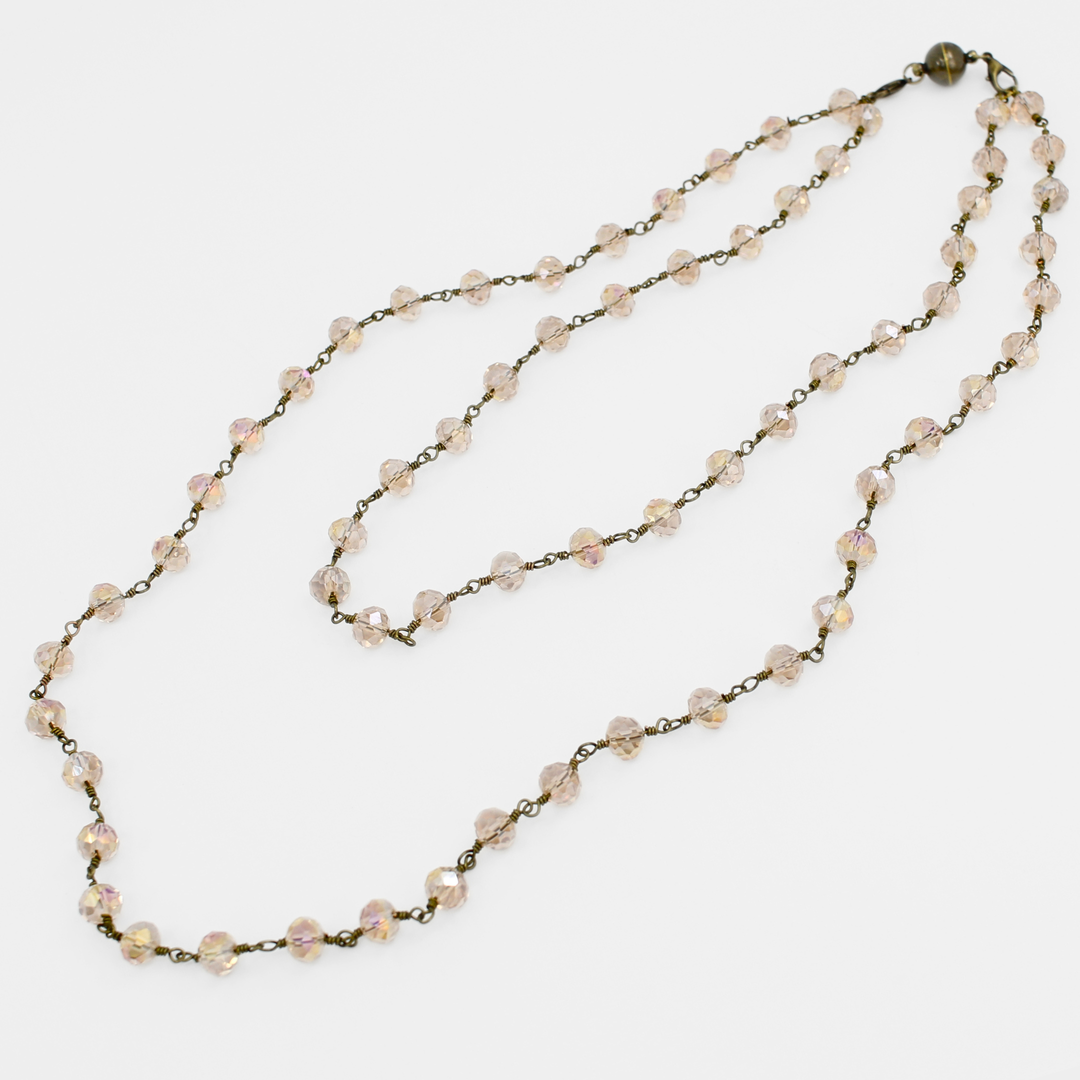 Crystal Rosary Beaded Layering Necklace – 6 Colors