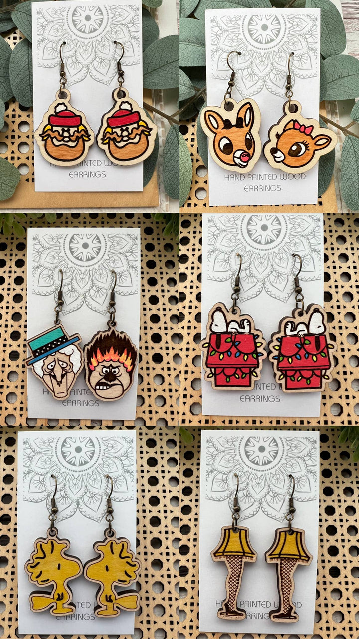 Wooden Earrings - Christmas Dentist
