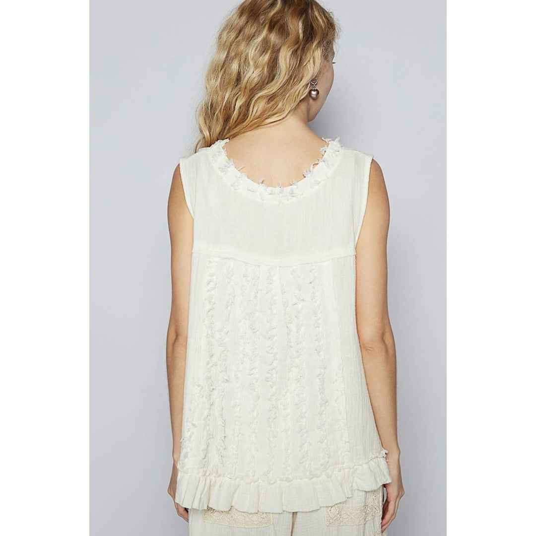 Sleeveless Textured Woven Top