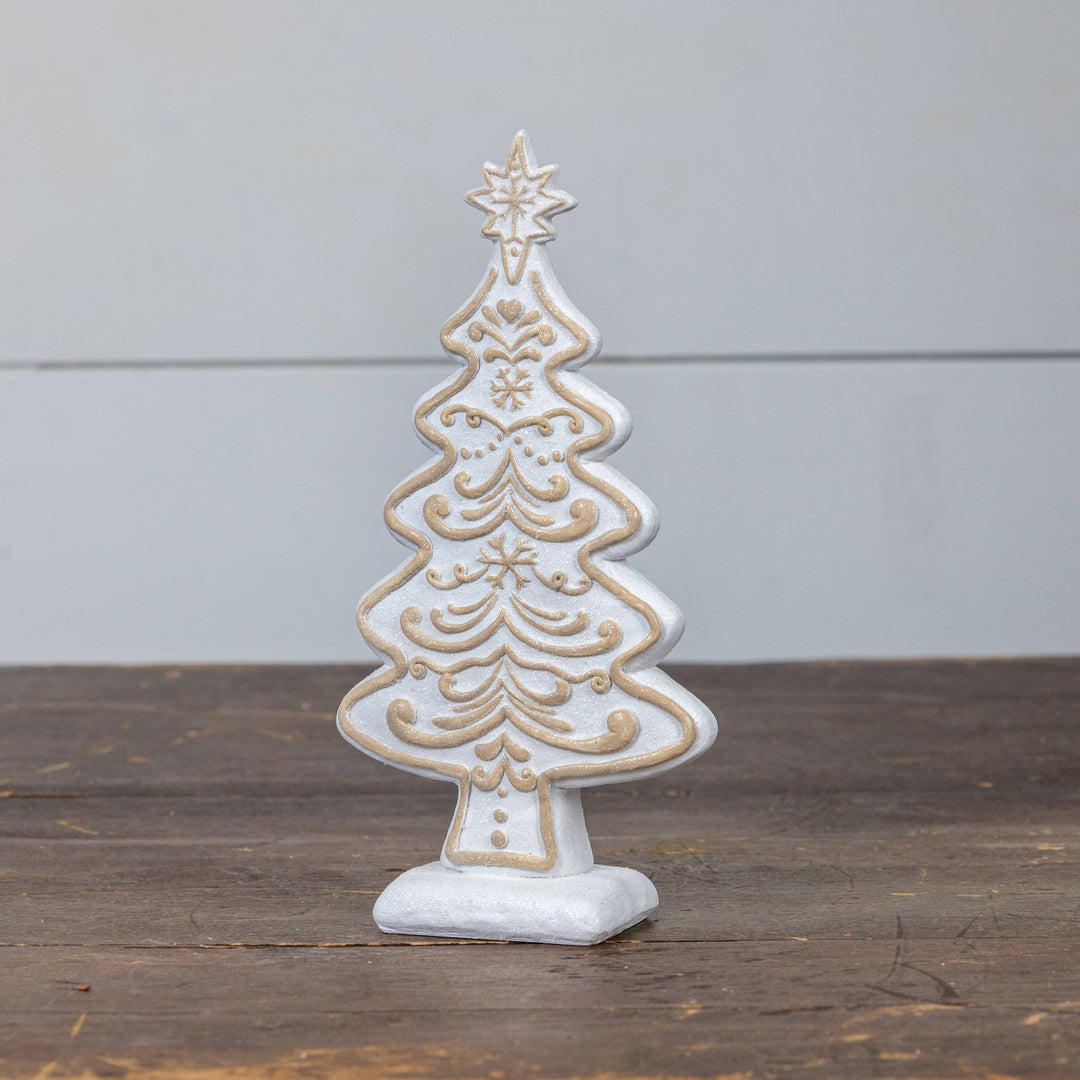 9" White Gingerbread Tree – Holiday Tabletop Décor