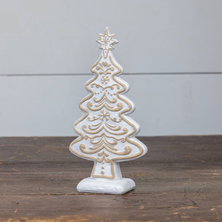 9" White Gingerbread Tree – Holiday Tabletop Décor