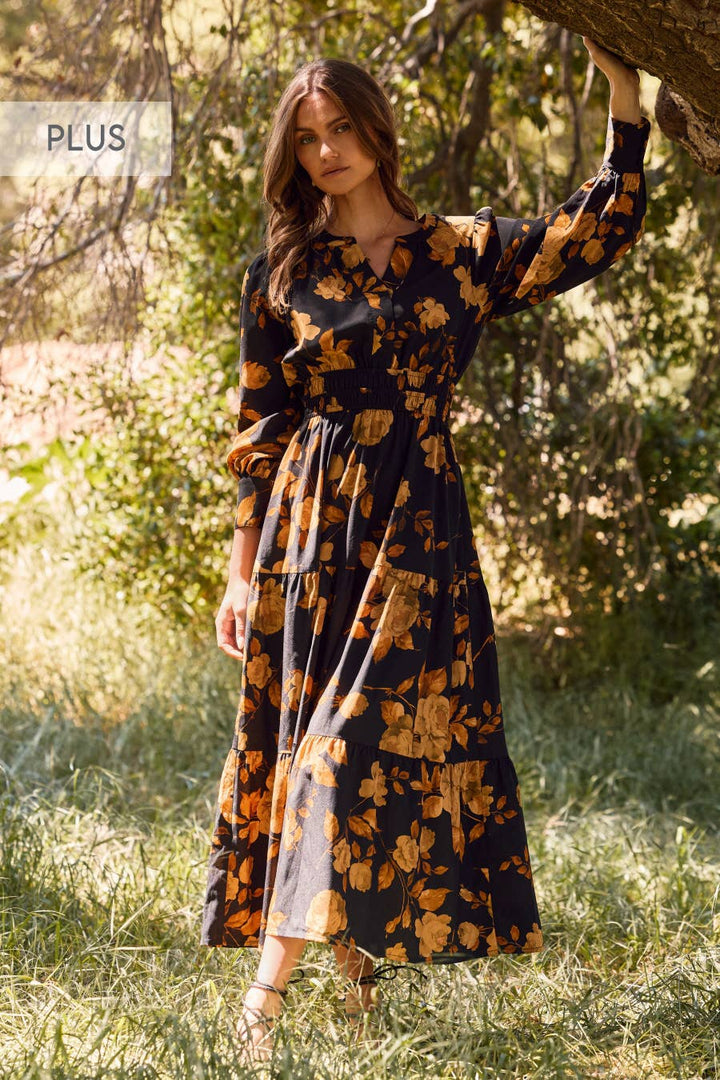 Autumn Bloom Plus Size Maxi Dress – Effortless Boho Elegance