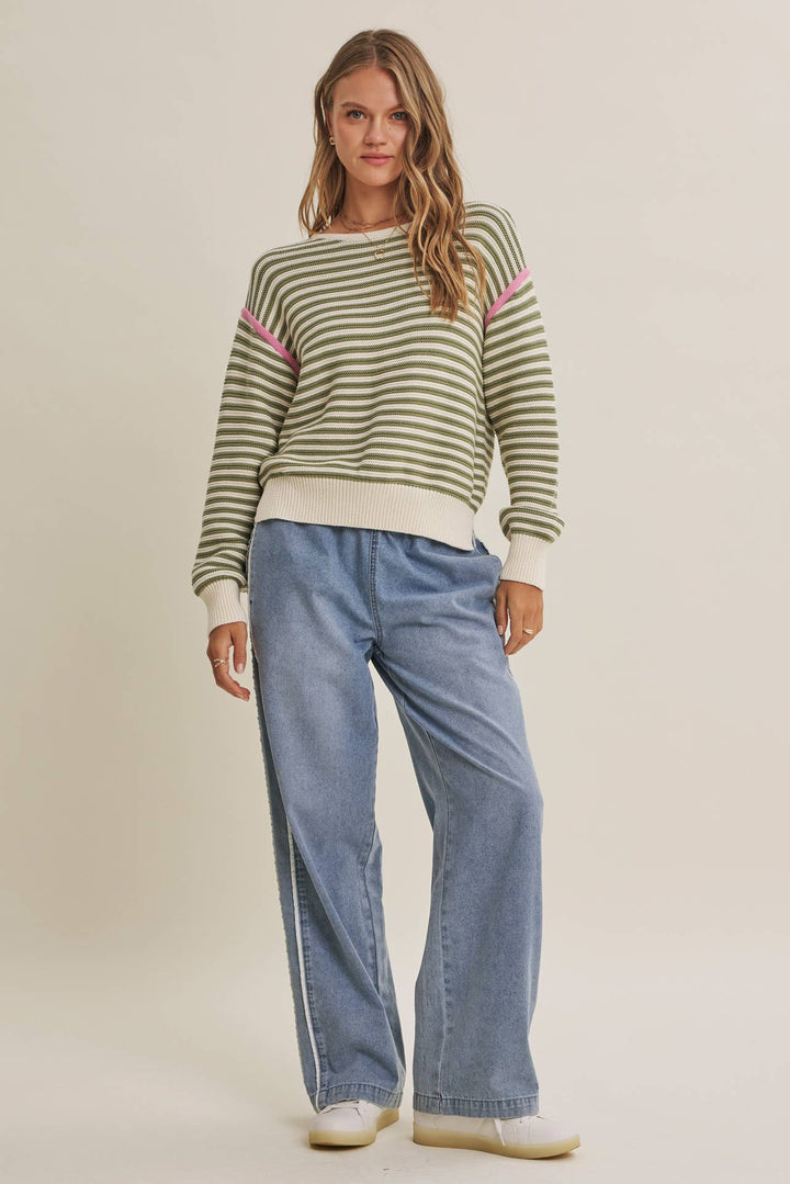 The Harper Contrast Stripe Cotton Sweater