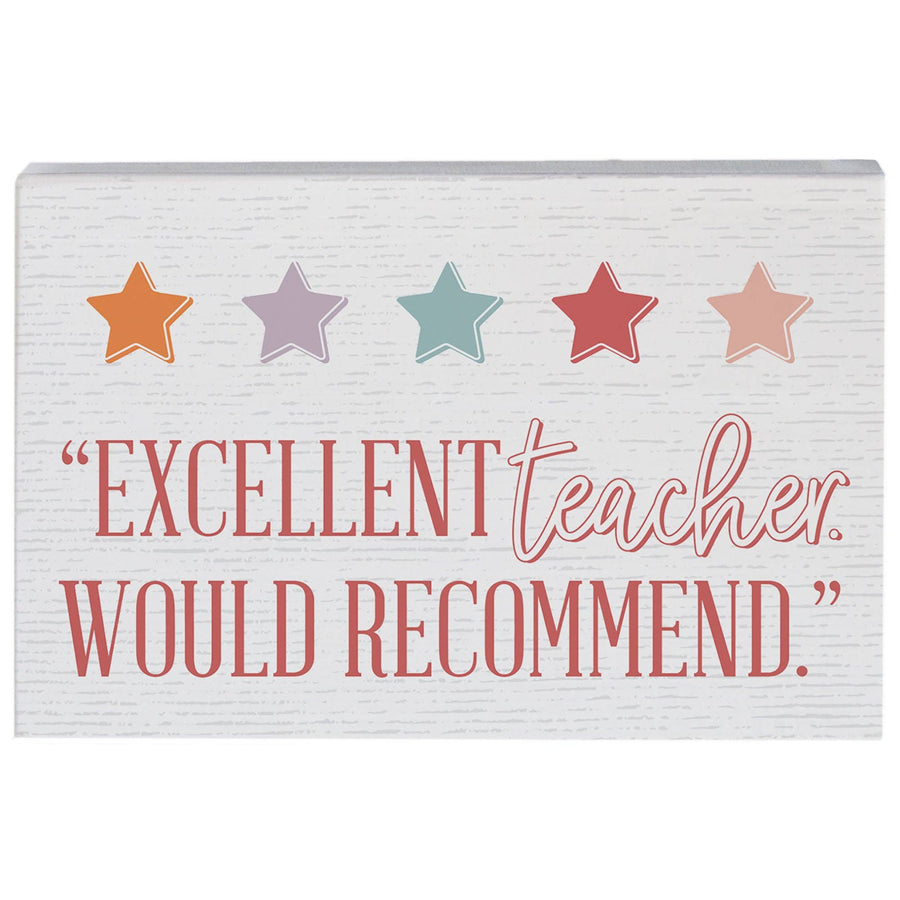 Decorative sign with five stars and text on a white background