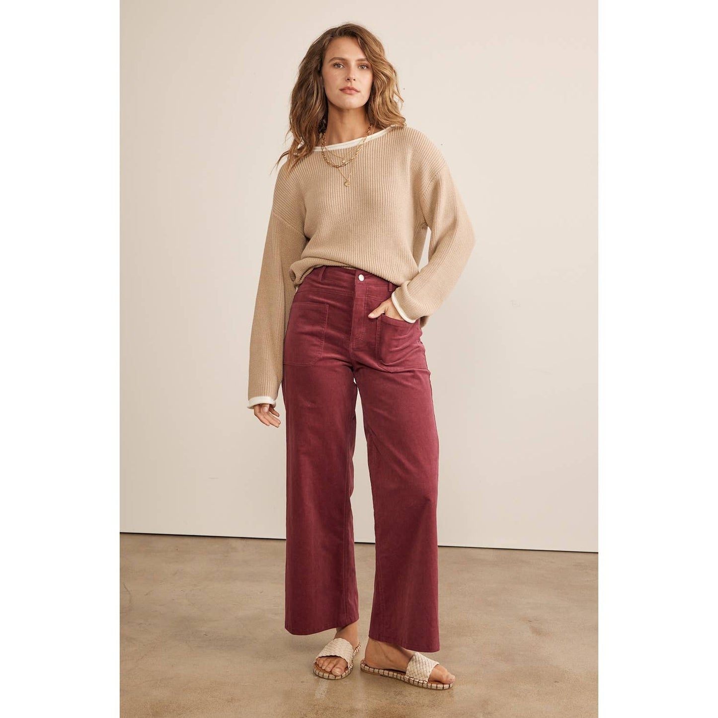 COZY CHIC WIDE LEG CORDUROY PANTS