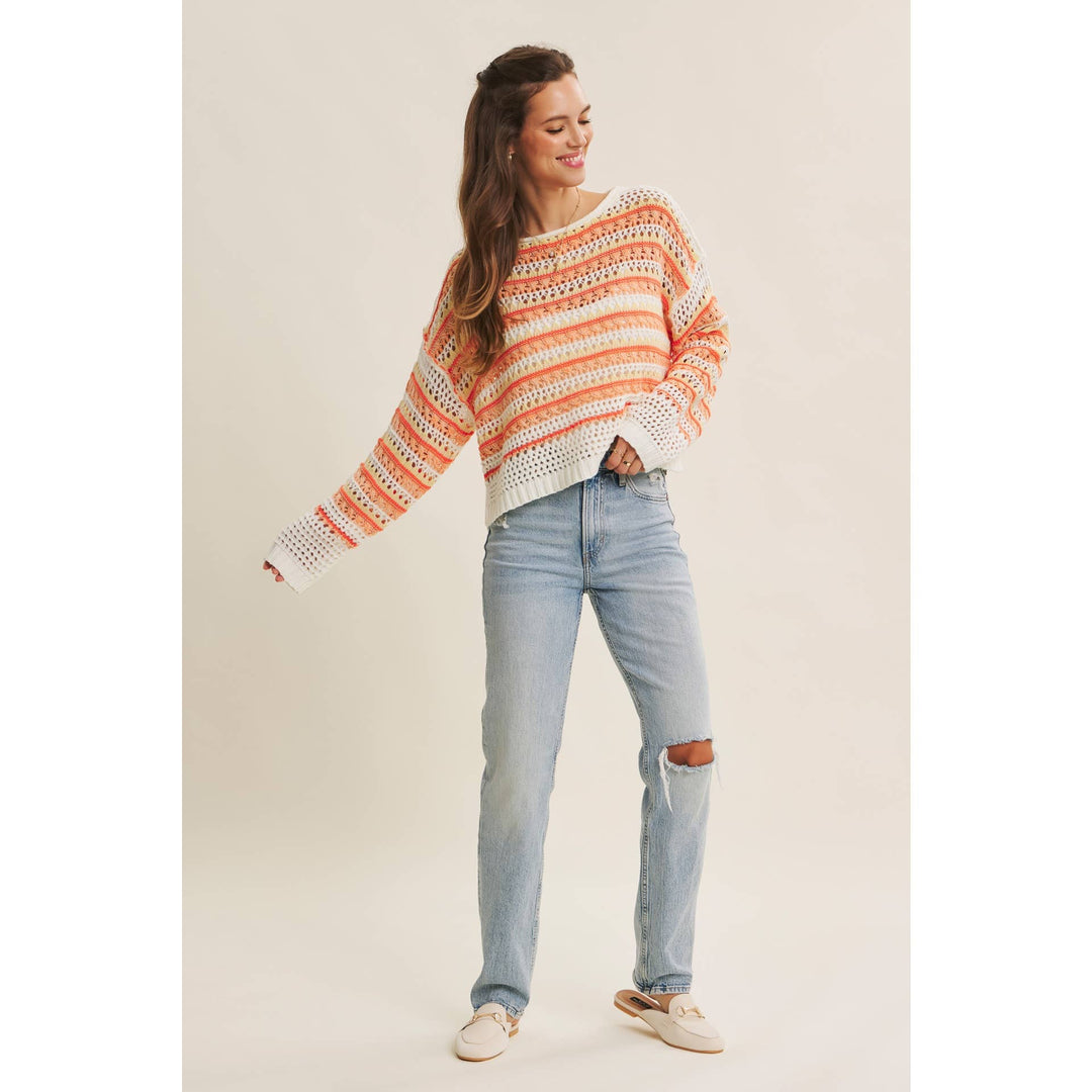 Bright Multi Stripe Crochet Top