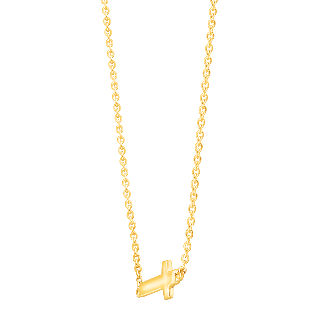 'Simplex Cross' Horizontal Cross Necklace in Sterling Silver