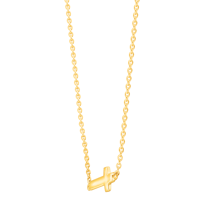 'Simplex Cross' Horizontal Cross Necklace in Sterling Silver