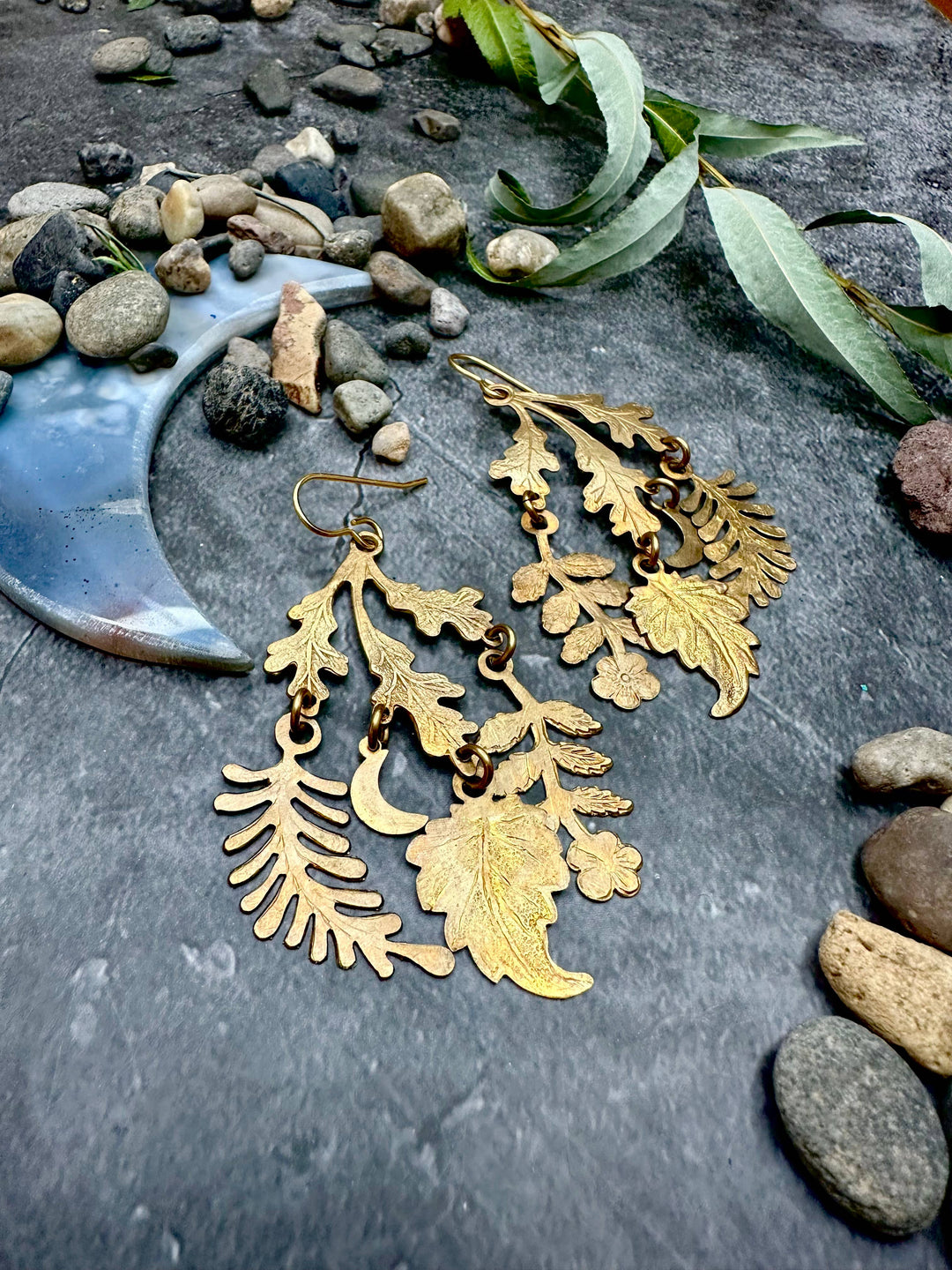 Harvest Moon Earrings- Handmade Beaten Solid Brass