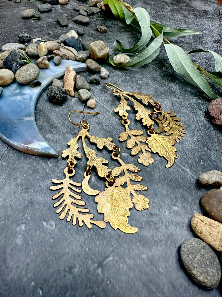 Harvest Moon Earrings- Handmade Beaten Solid Brass