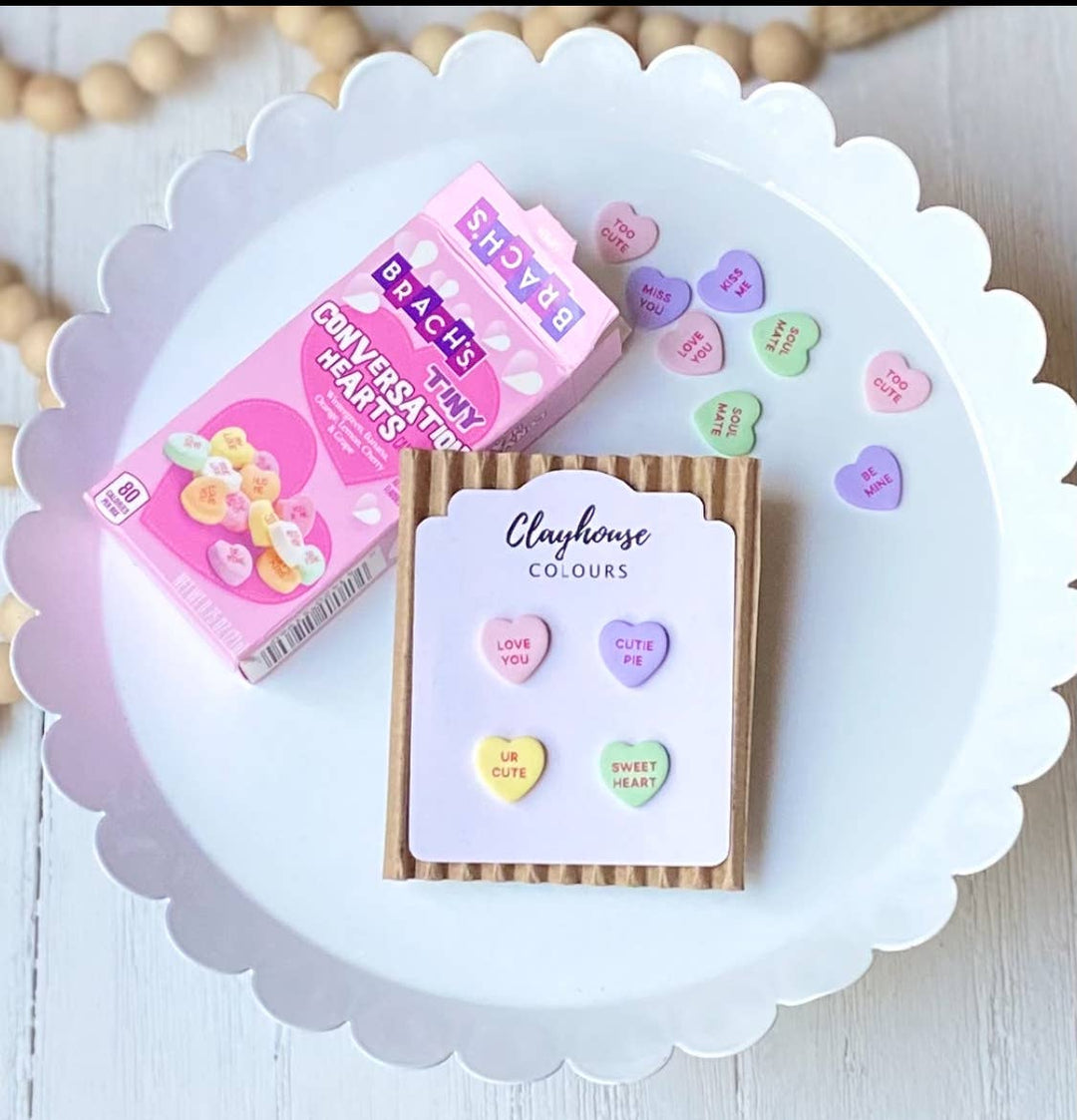 Conversation Hearts Clay Earrings