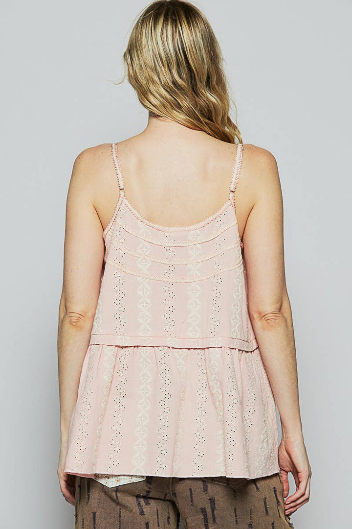 Embroidered Linen Tank Top