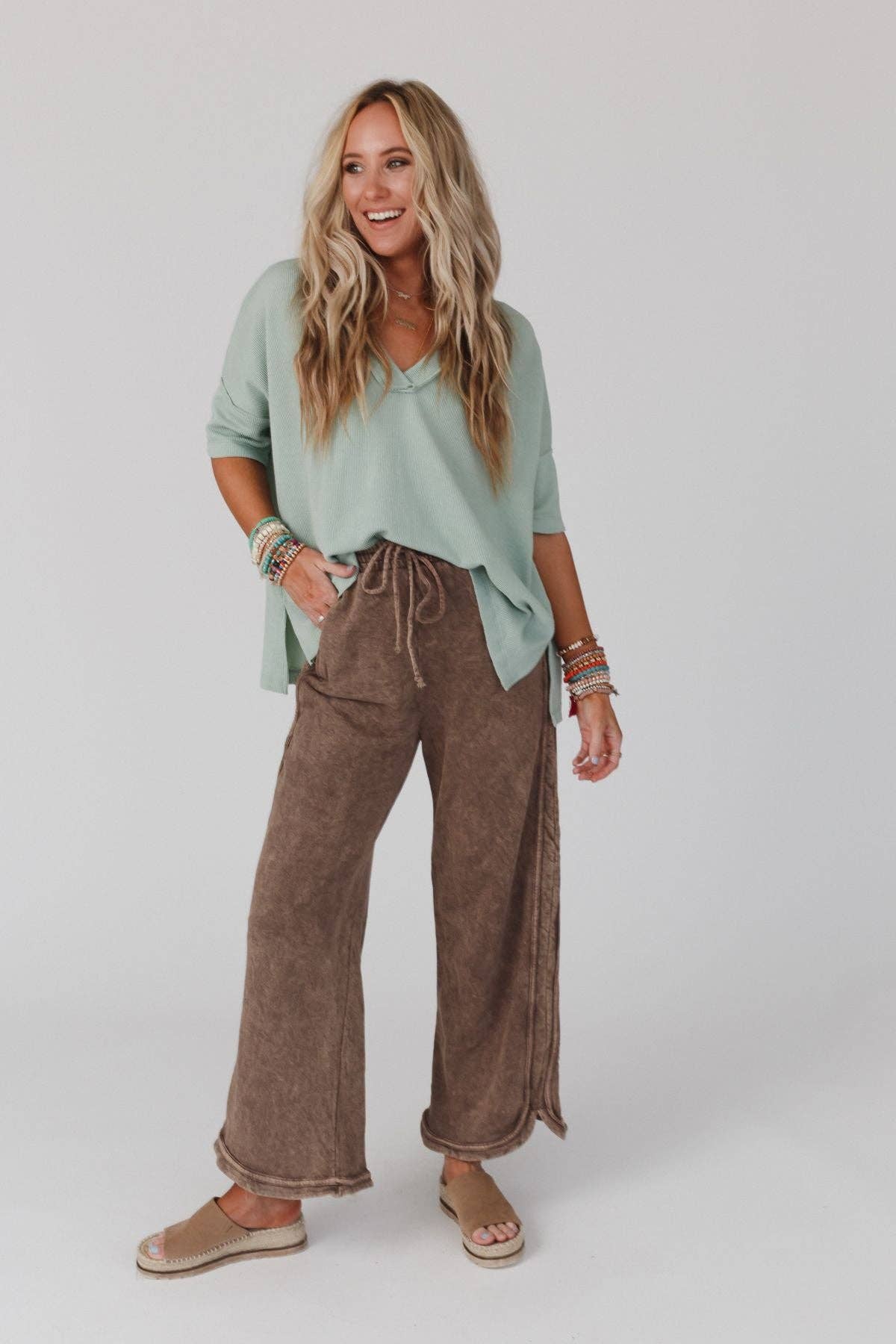 So Comfy Wide Leg Full Pant - New Mocha