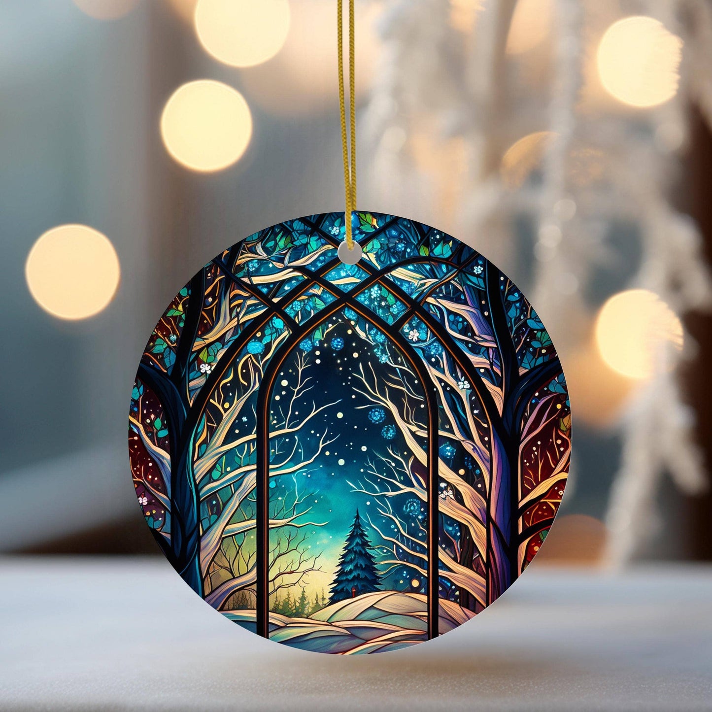 Ceramic Stained Glass Christmas Tree Ornament