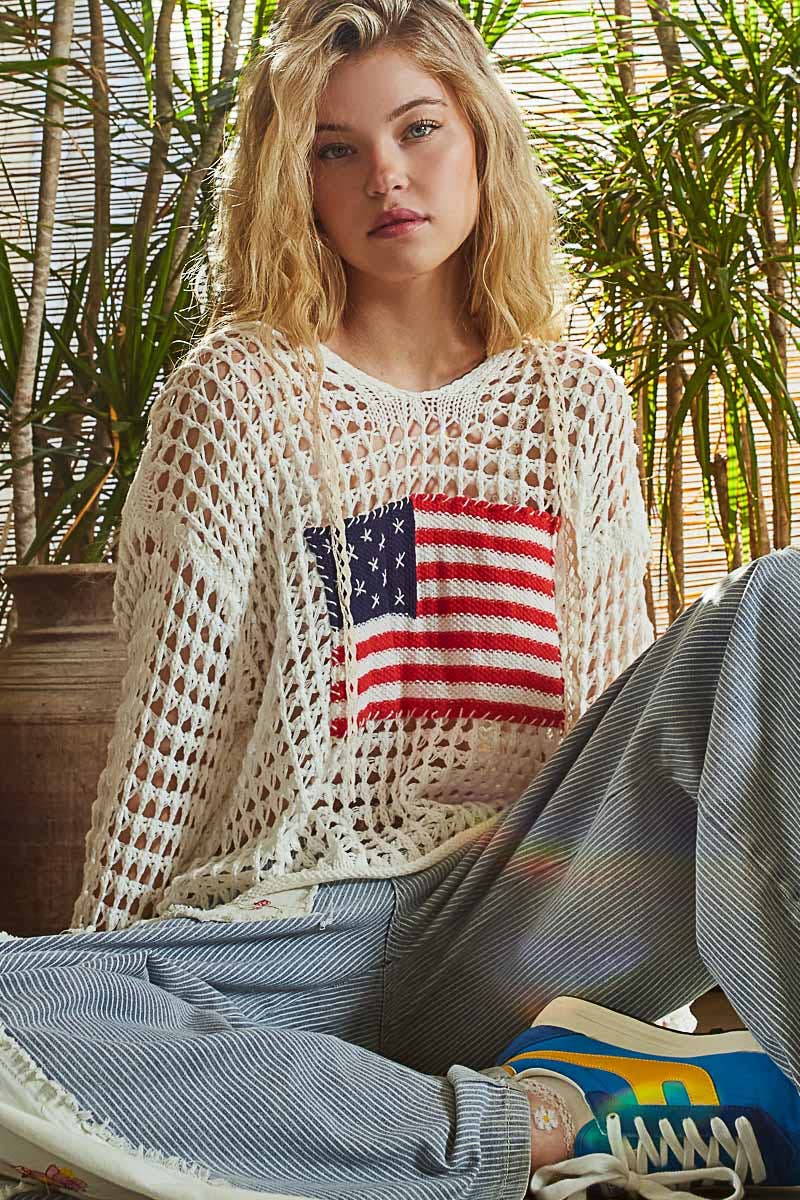 American Flag Hooded Sweater