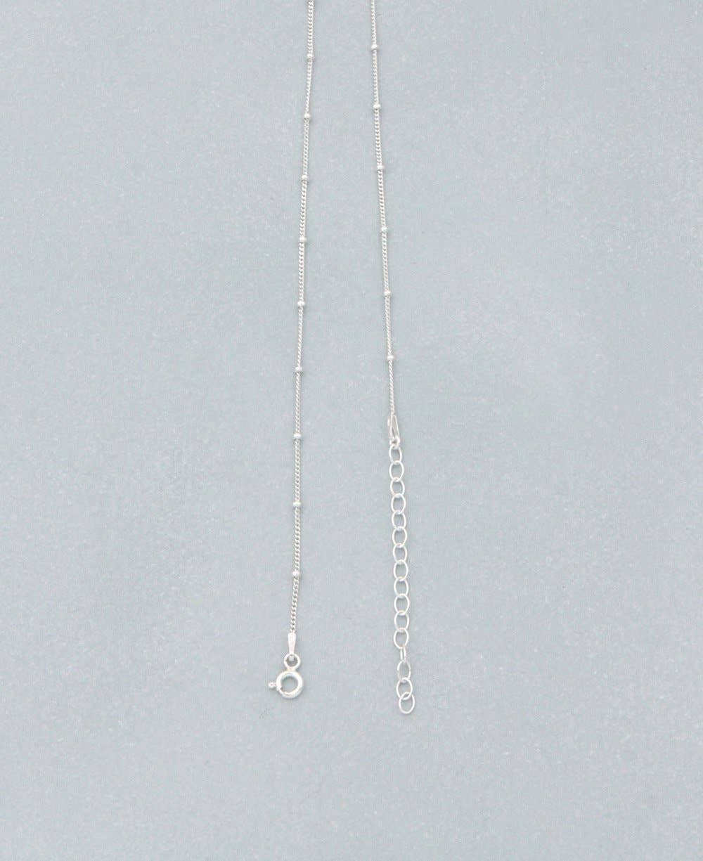 Sterling Silver Beaded Curb Chain, Adjustable