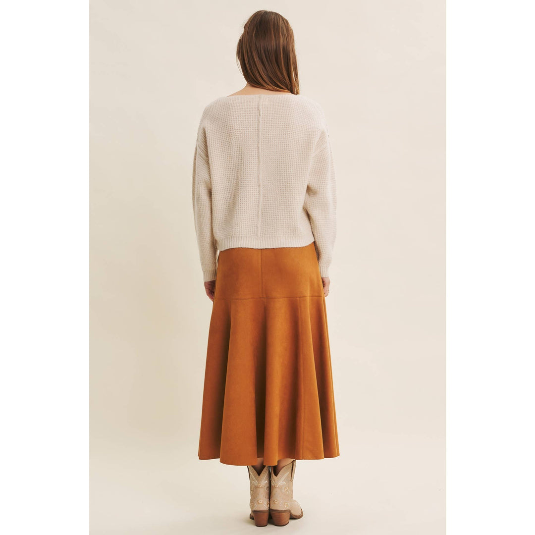 KIND TO PLANET WAFFLE SWEATER TOP WITH EXPOSED SEAM