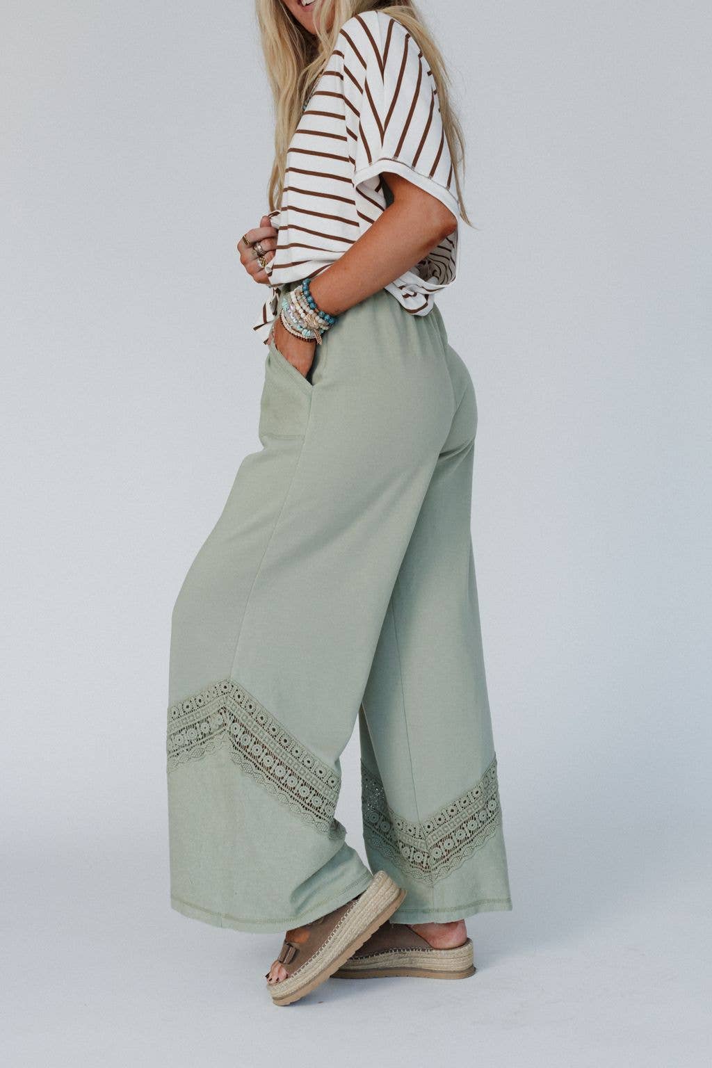 Lyrical Wide Leg Pants - Green