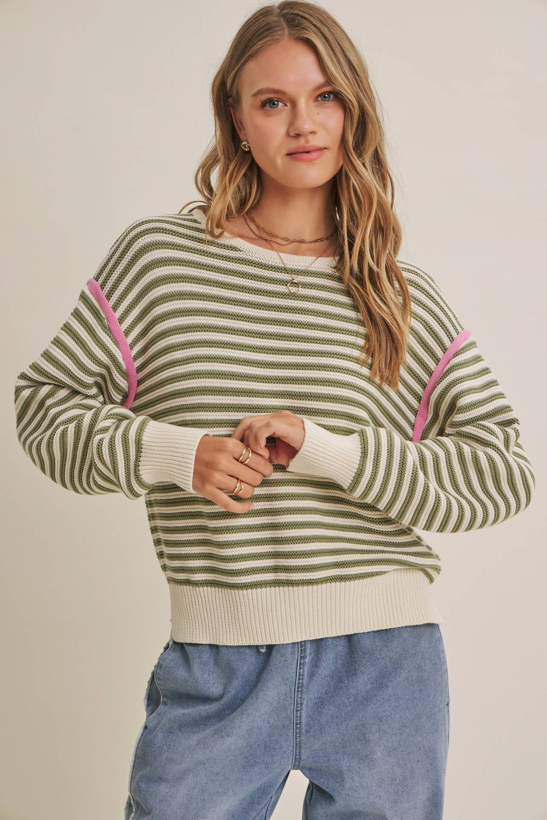The Harper Contrast Stripe Cotton Sweater