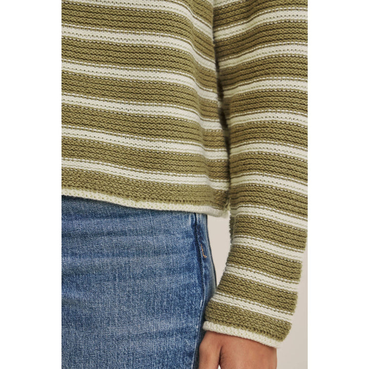 COZY CABIN CONTRAST STRIPE RELAXED SWEATER TOP